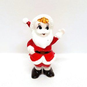 Santa Claus Christmas Figurine Porcelain Waving Kitschy CHIP Read 2.5" Tall